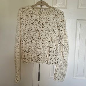 Floral eyelet sweater perfect for fall